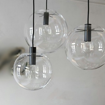 1 Light Round Pendant Lighting Fixtures Modern Style Glass Pendant Lamp in Clear