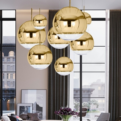 1 Light Spherical Pendant Lighting Fixtures Modern Style Glass Pendant Lamp in Gold