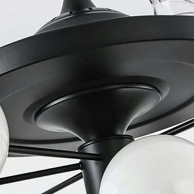 Contemporary Semi Mount Ceiling Fan Lighting Metal Ambient Light Fixtures for Bedroom