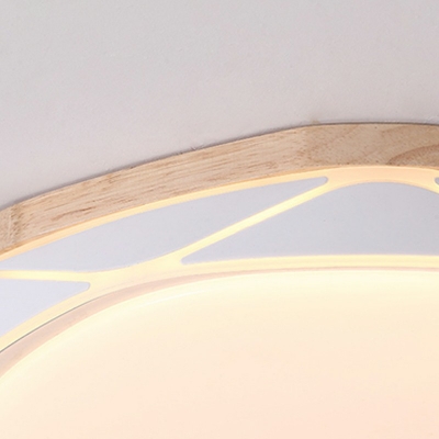 Contemporary Style Wood Flush Mount Light White Ceiling Light for Living Room
