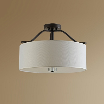 Drum Fabric Flush Mount Ceiling Light Fixture Modern Drum Close to Ceiling Lamp for Bedroom
