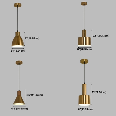 Geometric Pendant Lighting Modern Metal 1-Light Pendant Light in Gold