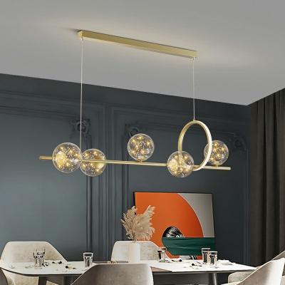 Glass Linear Chandelier Lighting Fixtures Modern Island Pendant Lights for Living Room