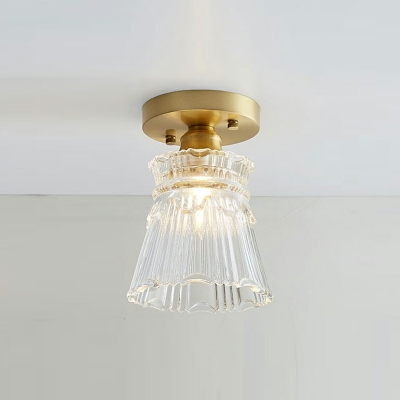 Golden Flush Mount Ceiling Light with Glass Shade Flush Mount Light