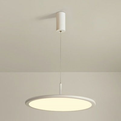 Metal Flat Pendant Lighting Modern Style 1 Light Hanging Ceiling Light in White
