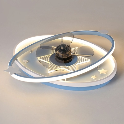 Oval Ceiling Fan Light 3-Light Metal LED Ceiling Fan for Children’s Room