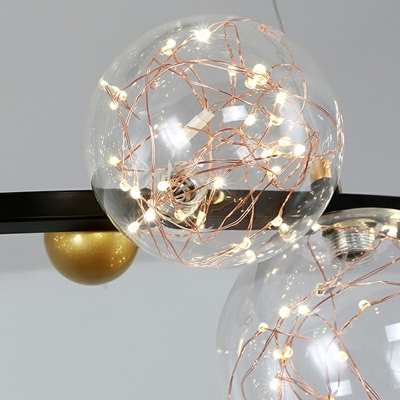 Spherical Island Chandelier Lights Modern Style Glass 8-Lights Island Ceiling Light in Gold