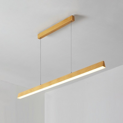 Wood Linear Island Chandelier Lights Modern Minimalism Hanging Chandelier for Bedroom