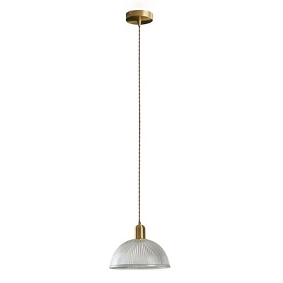 1 Light Bowl Pendant Lighting Fixtures Modern Style Prismatic Glass Pendant Lamp in Beige
