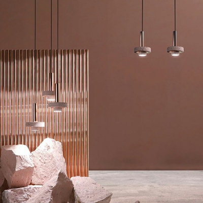 1-Light Pendant Lighting Modernism Style Geometric Shape Stone Hanging Ceiling Light