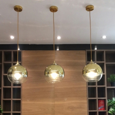 1-Light Pendant Lights Contemporary Style Globe Shape Metal Hanging Lamps
