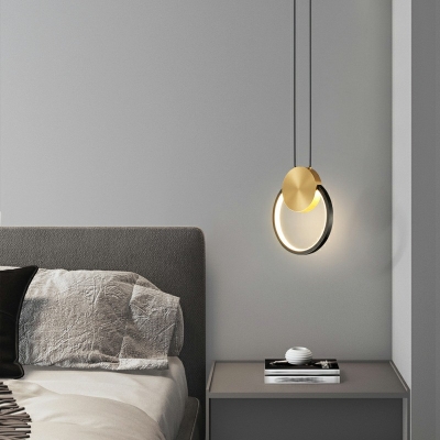 1-Light Pendant Lights Contemporary Style Round Shape Metal Third Gear Hanging Lamps