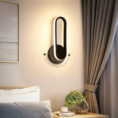 1-Light Wall Light Fixture Modernist Style Oval Shape Metal Sconce Lights