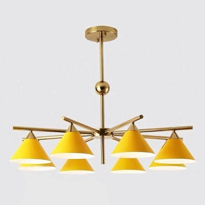 10-Light Chandelier Light Contemporary Style Cone Shape Metal Pendant Lighting