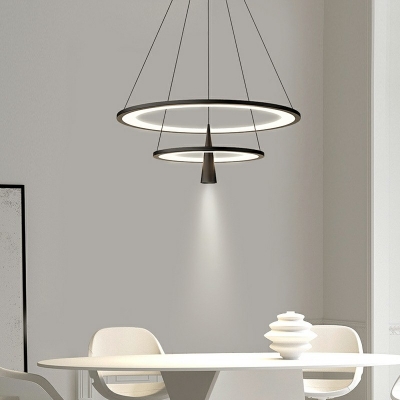 3-Light Hanging Ceiling Lights Minimalist Style Ring Shape Metal Third Gear Chandelier Light
