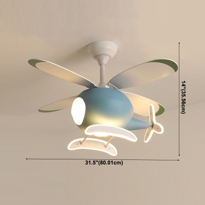 4-Light Chandelier Light Kids Style Airplane Shape Metal Third Gear Ceiling Pendant Lights