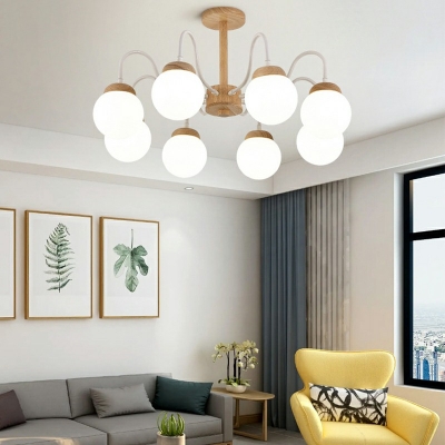 5-Light Chandelier Light Minimalism Style Globe Shape Glass Hanging Lamps