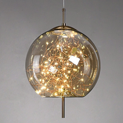 Amber Cylindrical Hanging Pendant Lights Modern Style Glass 1 Light Pendant Light Fixtures