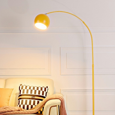 Arched Arm Metal Standing Light Minimalism 1 Bulb Floor Lamp with Domed Shade