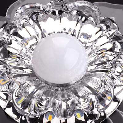 Contemporary Crystal Glass Flush Mount Lighting Ambient Lighting for Dining Room with Hole 2-3.5'' Dia
