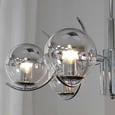 Contemporary Globe Chandelier Lights Glass Chandelier Light Fixture in Silver