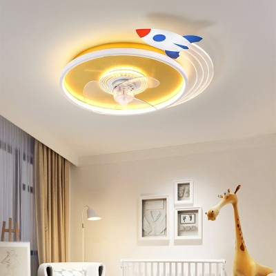 Contemporary LED Ceiling Light Kit Metal and Acrylic 2-Light Ceiling Fan for Children Kids Bedroom