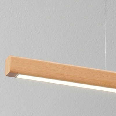 Contemporary Slim Island Lighting Fixtures Linear Wood Chandelier Light Fixture