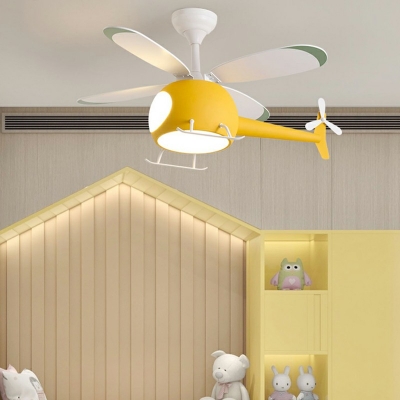 Creative Semi Flush Mount Lighting Modern Kid's Room Fan Ceiling Flush Mount