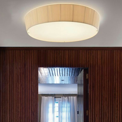 Fabric Drum Flush Mount Ceiling Light Fixtures Modern Close to Ceiling Lamp for Bedroom