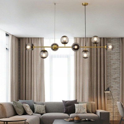 Linear Hanging Pendant Lights Modern Glass Island Chandelier Lights for Living Room
