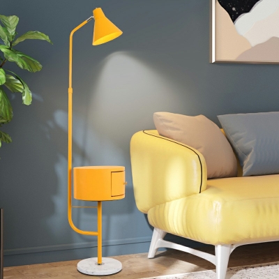 Living Room Floor Standing Light Metallic 1 Bulb Contemporary Floor Lamp with Table Design