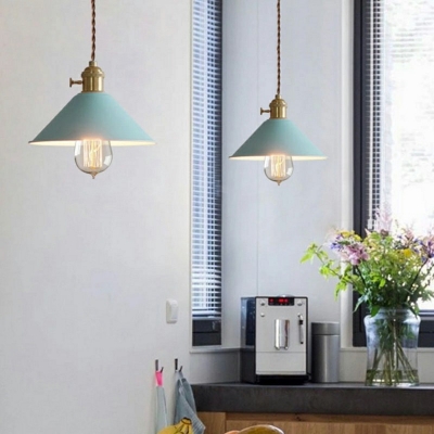 Metal Wire Cone Pendant Lighting Modern Style 1 Light Pendant Ceiling Lights in Yellow