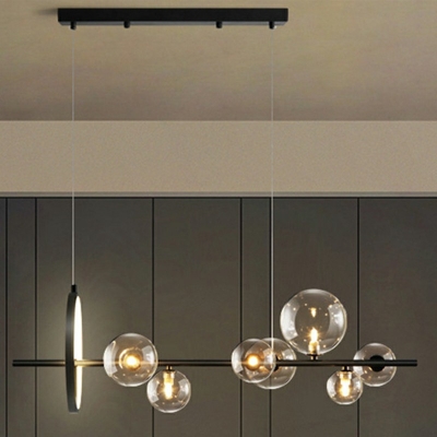 Modern Hanging Ceiling Light Glass Black Island Chandelier Lights for Dining Room