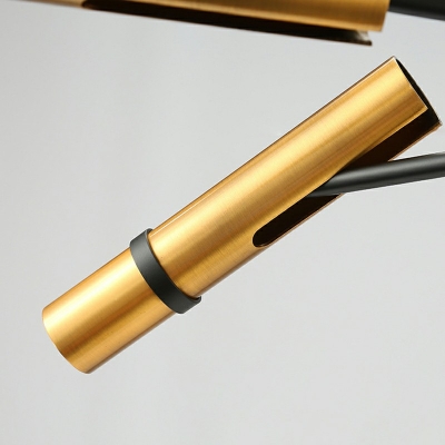 Modern Style Chandelier Light Tubes Shape Metal Pendant Lighting in Gold