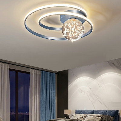 Modern Style Circular Flush Ceiling Light Metal 3-Lights Flush Mount Lighting Fixtures in Grey