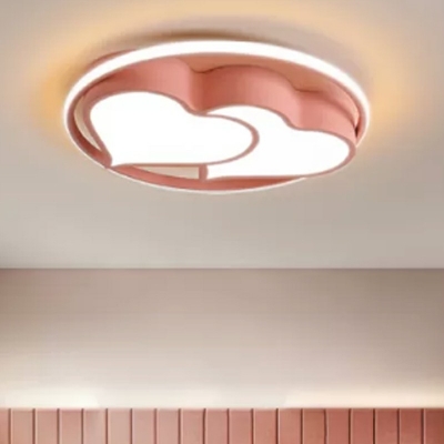 Modern Style Cloud Flush Ceiling Light Metal 2-Lights Flush Mount Ceiling Light Fixture in Pink