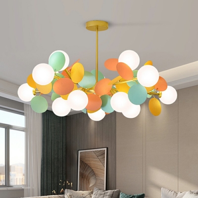 Modern Style Macaron Chandelier Metal Glass Pendant Lighting Fixtures for Bedroom