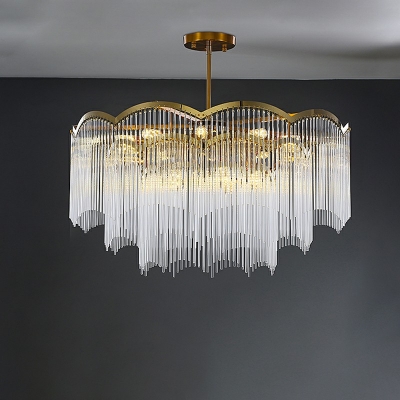 Postmodern Style Tassels Chandelier Light Crystal Glass Living Room Chandelier Lamp