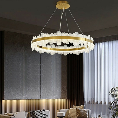 1-Light Hanging Lamp Kit Minimalist Style Ring Shape Metal Chandelier Light