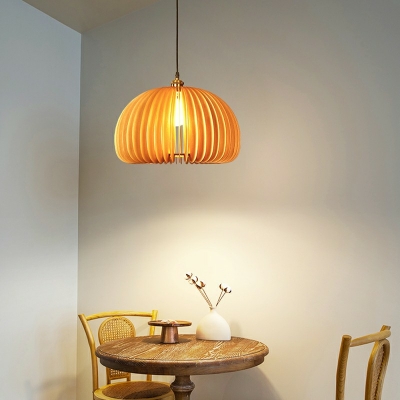 1-Light Pendant Lights Contemporary Style Dome Shape Wood Hanging Lamps