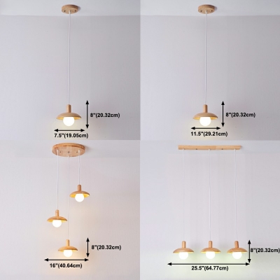 1-Light Suspension Pendant Contemporary Style Cone Shape Wood Pendulum Lights