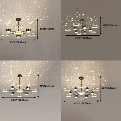 11-Light Hanging Lamp Kit Minimalist Style Cylinder Shape Metal Chandelier Light