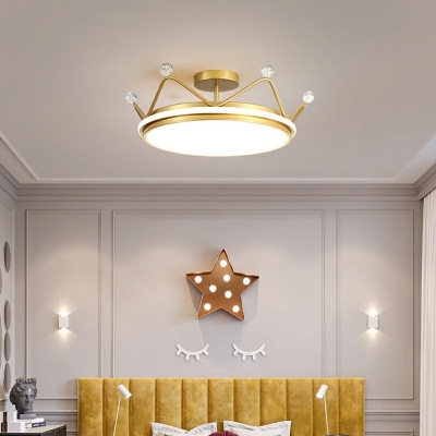 2-Light Ceiling Mount Chandelier Contemporary Style Crown Shape Metal Semi Flush Light Fixtures