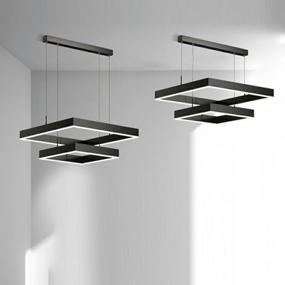 Black Modern Chandeliers for Dining Room Rectangular Metal Chandelier