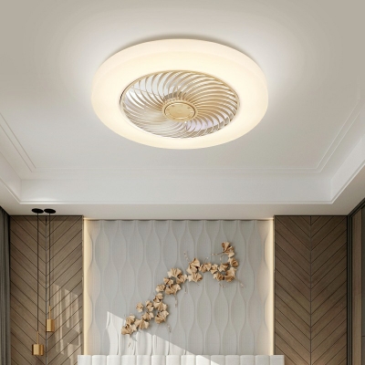 Contemporary Round Ceiling Fan Light 1-Light Metal Third Gear LED Ceiling Fan for Bedroom
