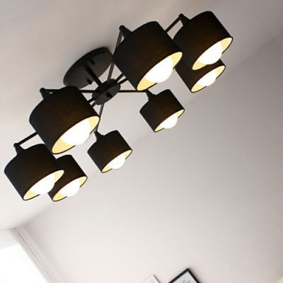 Drum Fabric Flush Mount Ceiling Light Fixtures Modern Close to Ceiling Lamp for Living Room