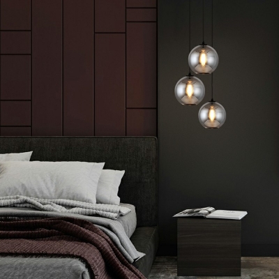 Elliptical Pendant Lighting Fixtures Modern Style Glass 1-Light Pendant Lamp in Black