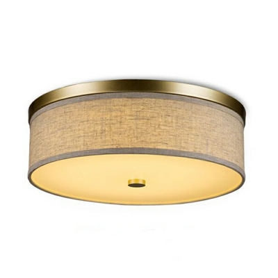 Fabric Drum Flush Mount Ceiling Light Fixtures Modern Close to Ceiling Lighting for Bedroom