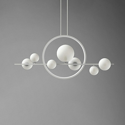 Linear Modern Pendant Light Fixtures Minimalism Glass Island Chandelier for Dinning Room