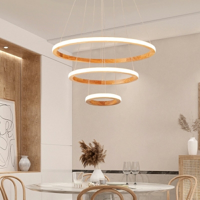 Minimalist Style Hanging Pendant Lights Wood Chandelier Lighting Fixtures for Living Room